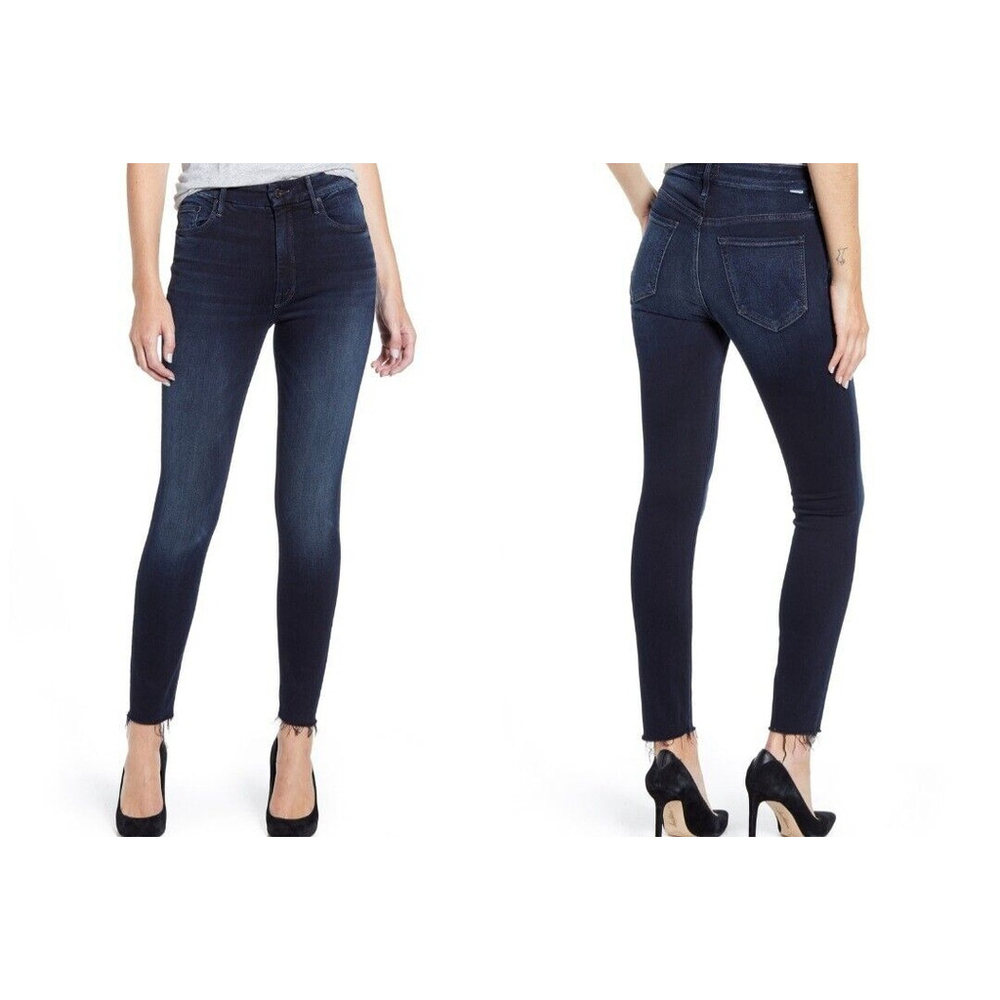 Mother High Waisted Looker Ankle Fray Jeans Women's. Dark Wash. Size 25. Pre-own